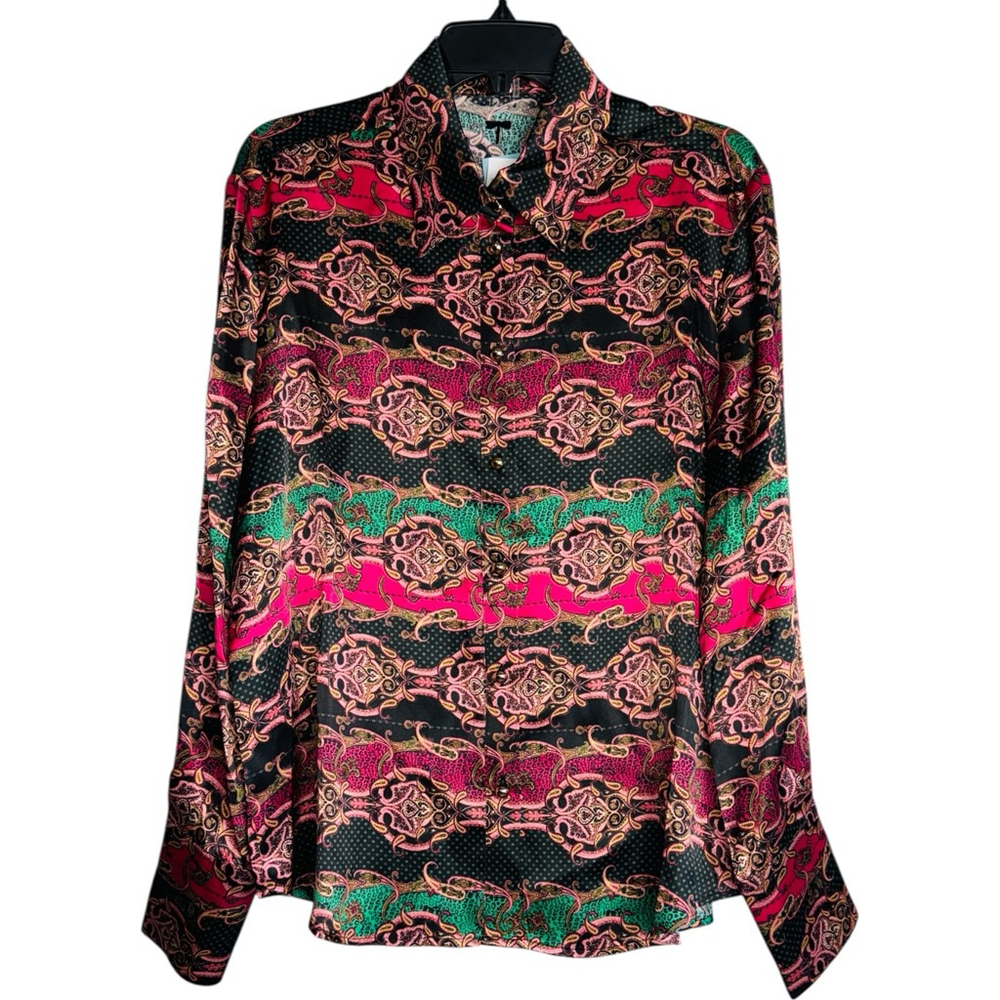 Tyler Boe Womens Size 6 Silk Long Sleeve Multi Color Blouse Shirt NWT